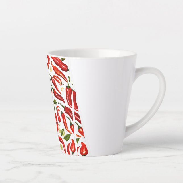 Caneca De Café Latte Calor picante: Folha de Ilustração de Chilis Taila (Direita)