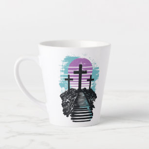 Caneca De Café Latte Calvário Golgota está consumado Cristão Moderno
