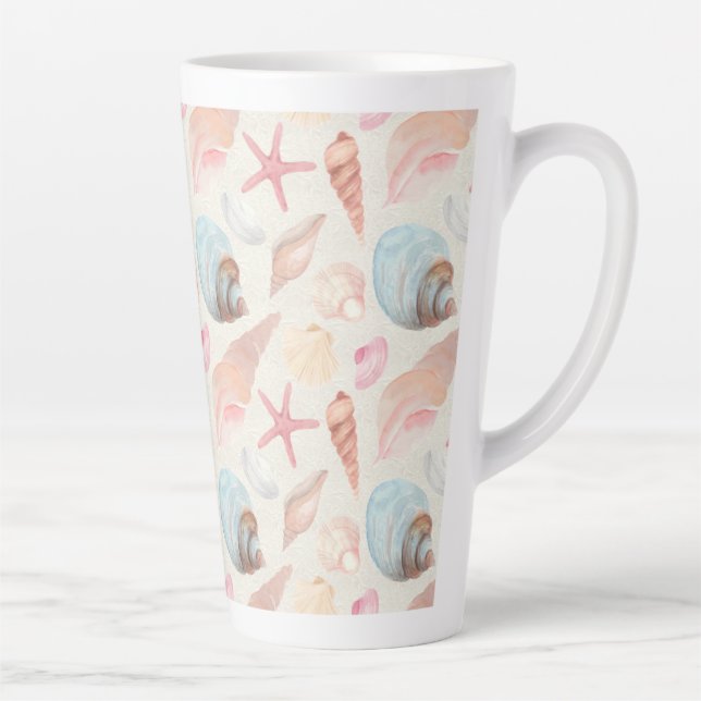 Caneca De Café Latte Cama de conchas marítimas (Direita)