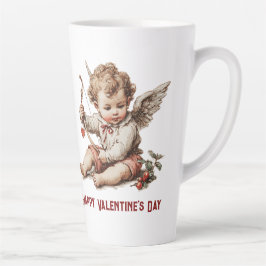 Caneca De Café Latte Cama de Cupido Antigo com Arco de Coração