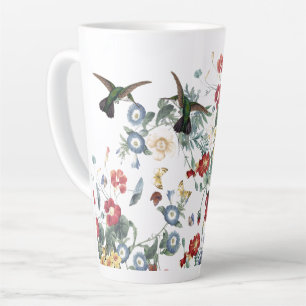 Caneca De Café Latte Cama de Pássaro Borboleta Flor de Jardim
