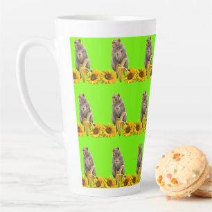 Caneca De Café Latte Cama Floral Lateral de Girassol