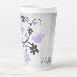 Caneca De Café Latte Cama Latino Personalizada de Aves Roxas