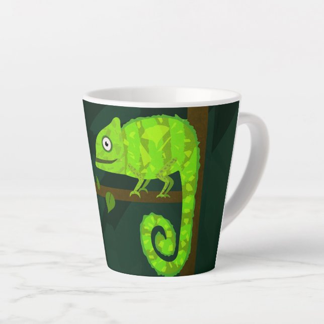 Caneca De Café Latte Camaleão bonito verde (Ângulo direito)