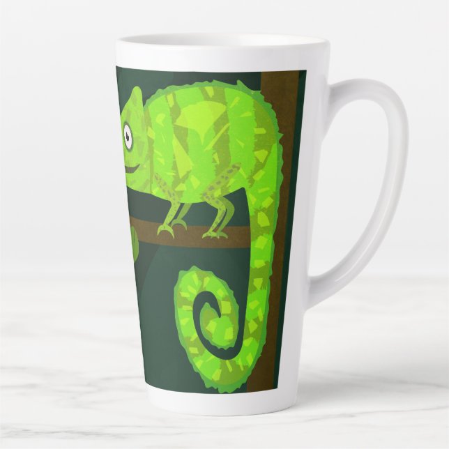 Caneca De Café Latte Camaleão bonito verde (Direita)