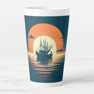 Caneca De Café Latte Camarão/camarão náutico/pesca