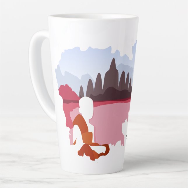 Caneca De Café Latte Camboja: Mapa com Monk Personalizado (Ângulo esquerdo)