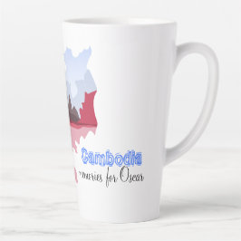 Caneca De Café Latte Camboja: Mapa com Monk Personalizado