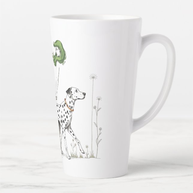 Caneca De Café Latte Caminhando o cachorro (Direita)