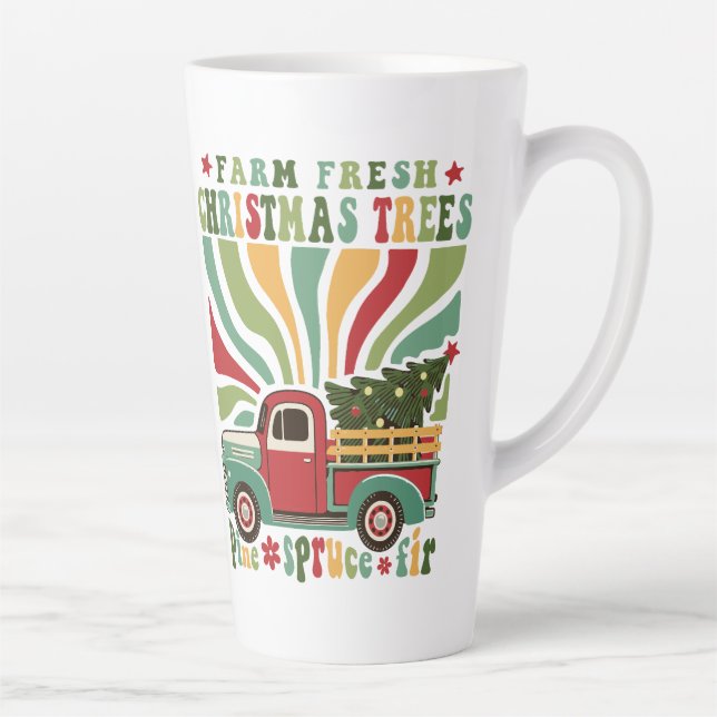 Caneca De Café Latte Caminhão de Árvores Frescas da Fazenda de Natal Bo (Direita)