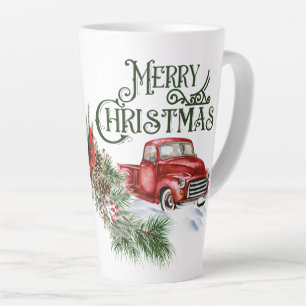 Caneca De Café Latte Caminhão de Natal com o Cardeal Mug