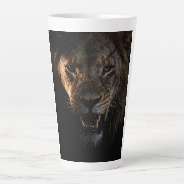 Caneca De Café Latte camisa com um leão (Frente)