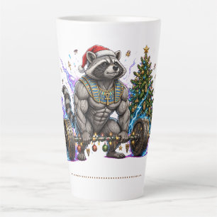Caneca De Café Latte Camisa de Academia de Guaxinim Feliz Levantamento