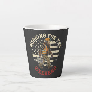 Caneca De Café Latte Camisa engraçada do Dia do Trabalhador Bigfoot com