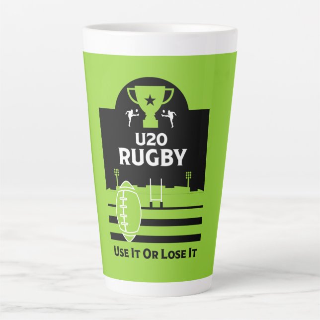 Caneca De Café Latte Camiseiros de Rugby menores de 20 anos (Frente)