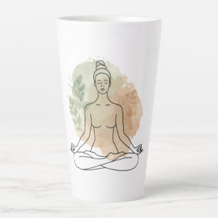 Caneca De Café Latte Camiseta de Arte em Linha com Aquarela Abstrata