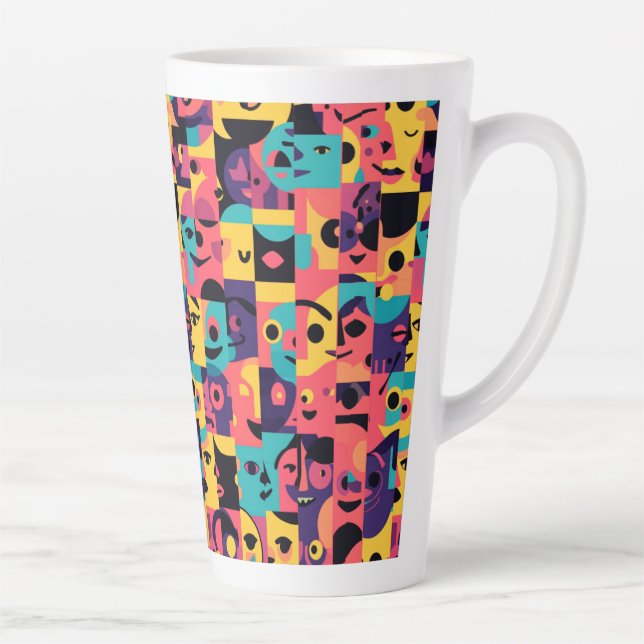 Caneca De Café Latte Camiseta Face Mockup – Apresentação de Roupas de A (Direita)