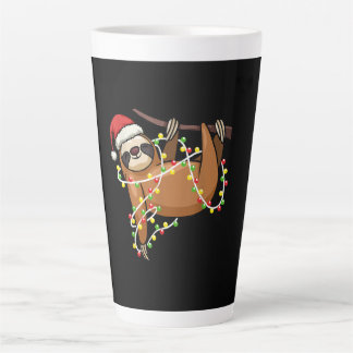 Caneca De Café Latte Camiseta Gráfica De Árvore De Natal Iluminada.