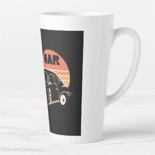 Caneca De Café Latte Camiseta gráfica de carro retrô pôr do sol