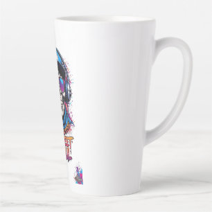 Caneca De Café Latte Camiseta gráfica de manga longa feminina ADOM "Str