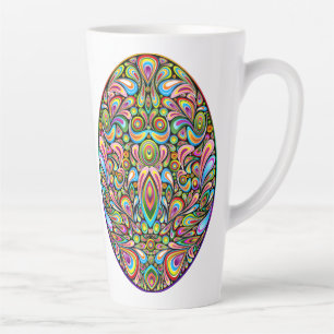 Caneca De Café Latte Camiseta Orgânica Infantil com Desenho Psicodélico