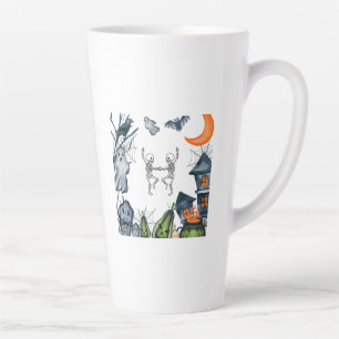 Caneca De Café Latte Camiseta Spooky Party Frame