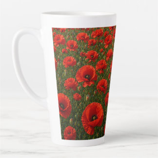 Caneca De Café Latte Campo de Papoulas