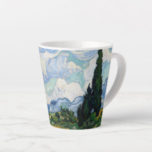 Caneca De Café Latte Campo de trigo com ciprestes pequeno