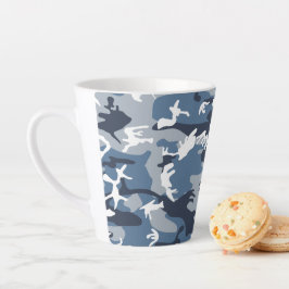 Caneca De Café Latte Camuflagem Azul da Neve de inverno, Militar, Exérc