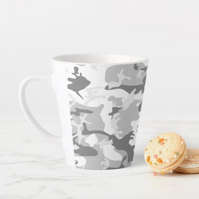 Caneca De Café Latte Camuflagem de Cinzas de inverno, Militar, Exército (In Situ)