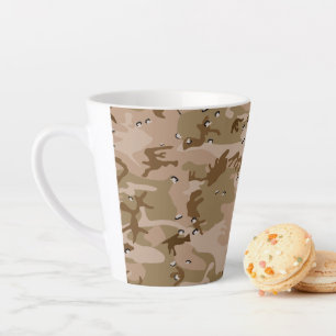 Caneca De Café Latte Camuflagem no Deserto Com Seixos, Militar, Exércit