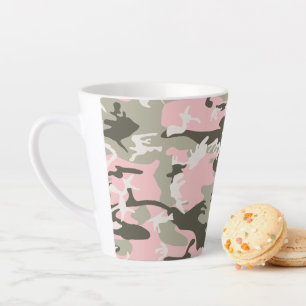 Caneca De Café Latte Camuflagem Rosa e Verde, Militar, Exército