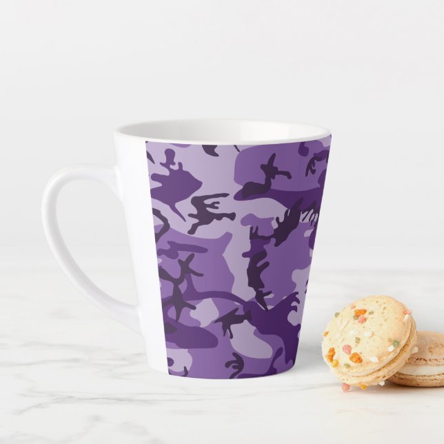 Caneca De Café Latte Camuflagem Roxa, Militar, Exército (In Situ)
