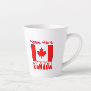 Caneca De Café Latte Canadá e Vermelho da Bandeira Canadense Personaliz