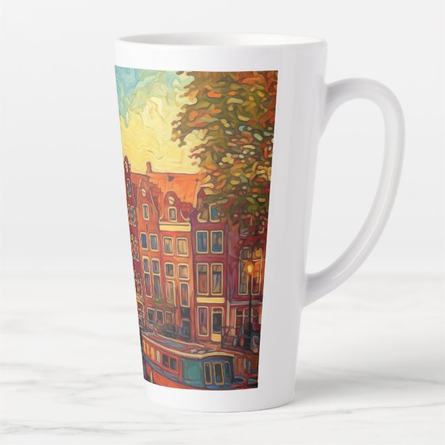 Caneca De Café Latte Canal Amsterdã guarda estilo van Gogh (Direita)