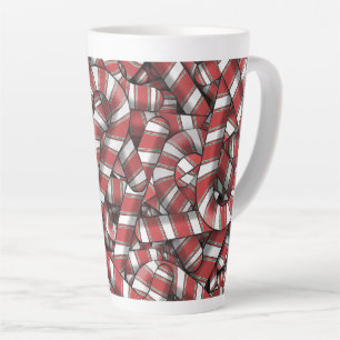 Caneca De Café Latte Canas de Abstrato Vermelho Ridificadas Torcidas
