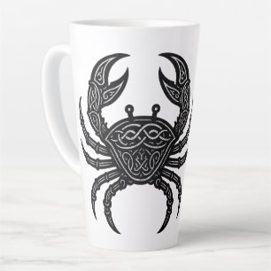 Caneca De Café Latte Câncer — Caranguejo Zodíaco com Tinta Assombrada