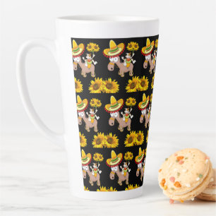 Caneca De Café Latte Câncer de girassol Latência Floral