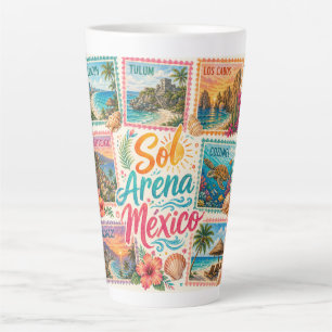 Caneca De Café Latte Cancun Sol Areia México Praias Bonitas Tropicais