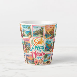 Caneca De Café Latte Cancun Sol Areia México Praias Tropicais Lindas 