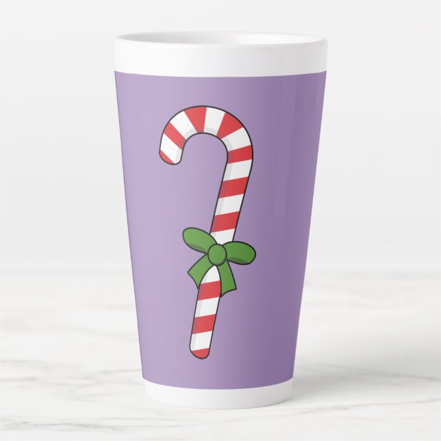 Caneca De Café Latte Candy Cane com Faixa Verde (Frente)