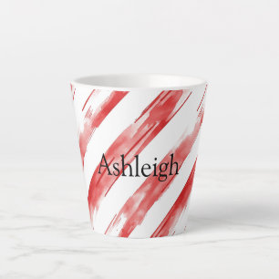 Caneca De Café Latte Candy Cane Red Strips Natal
