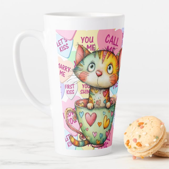 Caneca De Café Latte Candy Cat Valentine (In Situ)