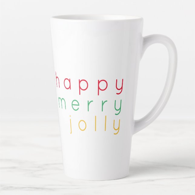 Caneca De Café Latte Caneca Alta de Latte FELIZ NATAL ALEGRE (Direita)