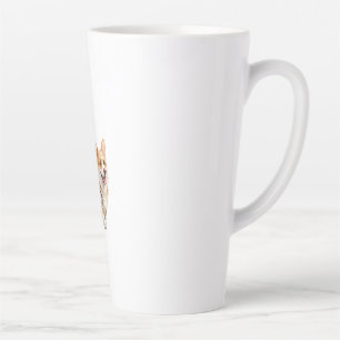 Caneca De Café Latte Caneca de Latte Aquarela Aventura de Corgi na Tril