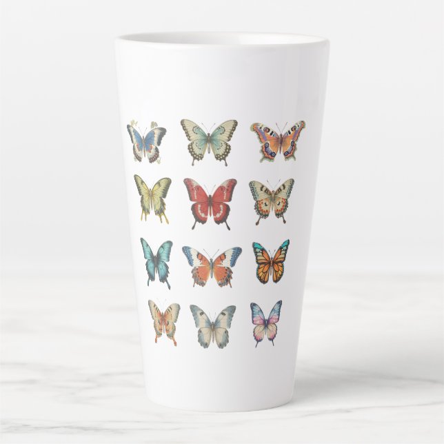 Caneca De Café Latte Caneca de Latte Borboletas | Presente Fofo para Am (Frente)