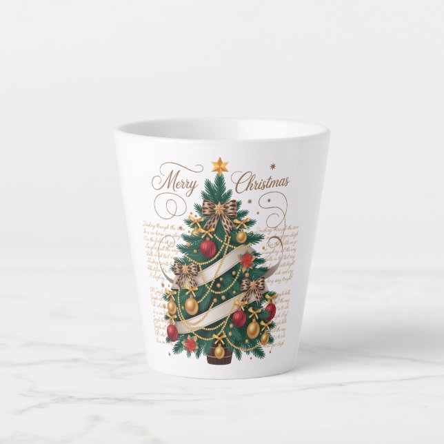 Caneca De Café Latte Caneca de Latte - Caneca de Natal Latte Alegre (Frente)