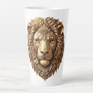 Caneca De Café Latte Caneca de Latte com Adorno Tribal de Cabeça de Leã