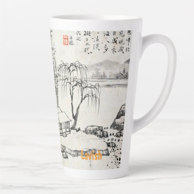 Caneca De Café Latte Caneca de Latte com Árvore de Salgueiro Japonesa | (Direita)