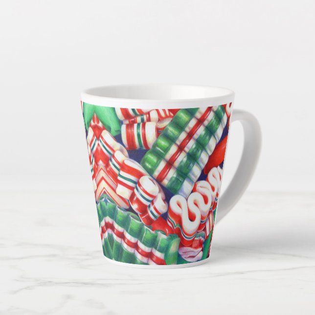 CANECA DE CAFÉ LATTE CANECA DE LATTE COM BALA DE FITA (Ângulo direito)